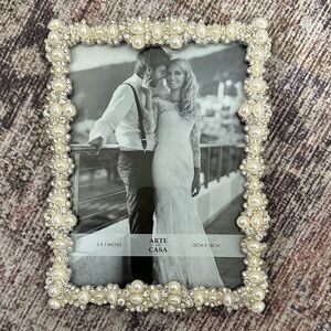 Pearl & Crystal Decorative Picture Frame - Ivory/Champagne